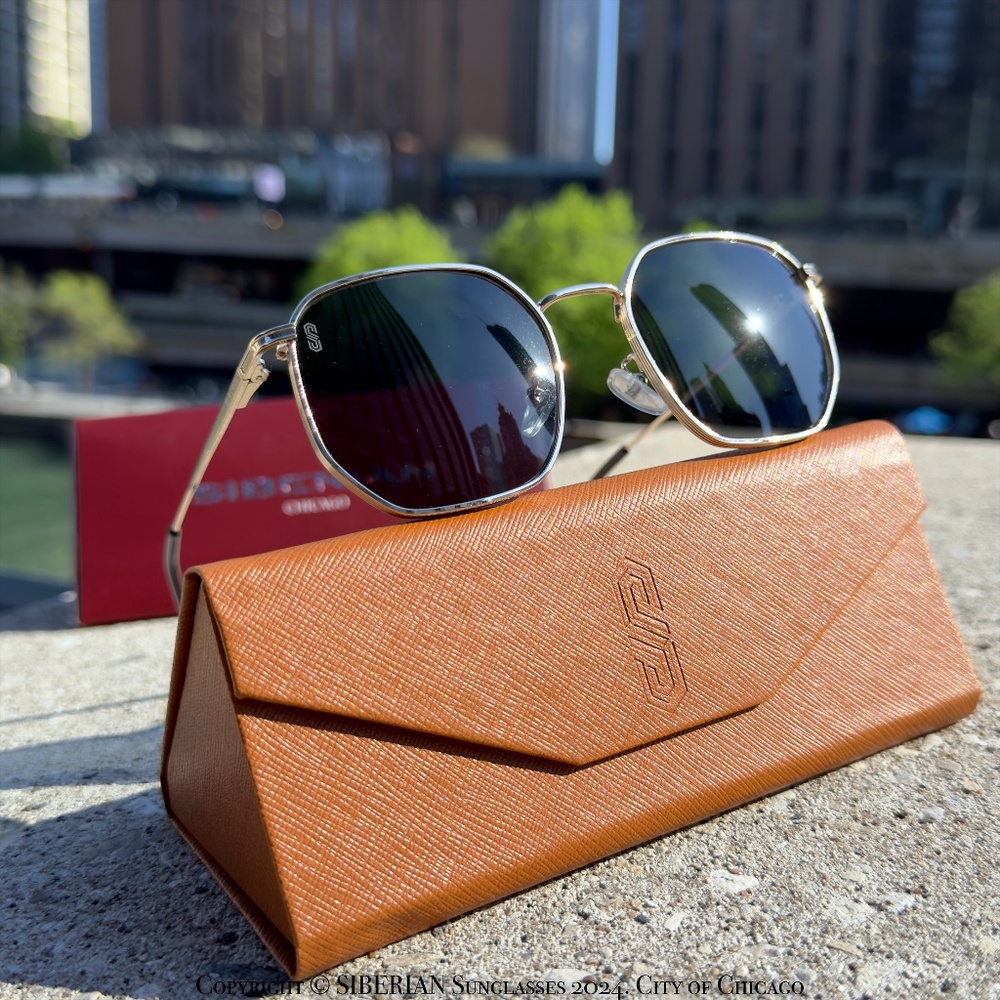 SIBERIAN 100% Real Glass Hexagonal Sunglasses Standard 52mm Men/Women Premium